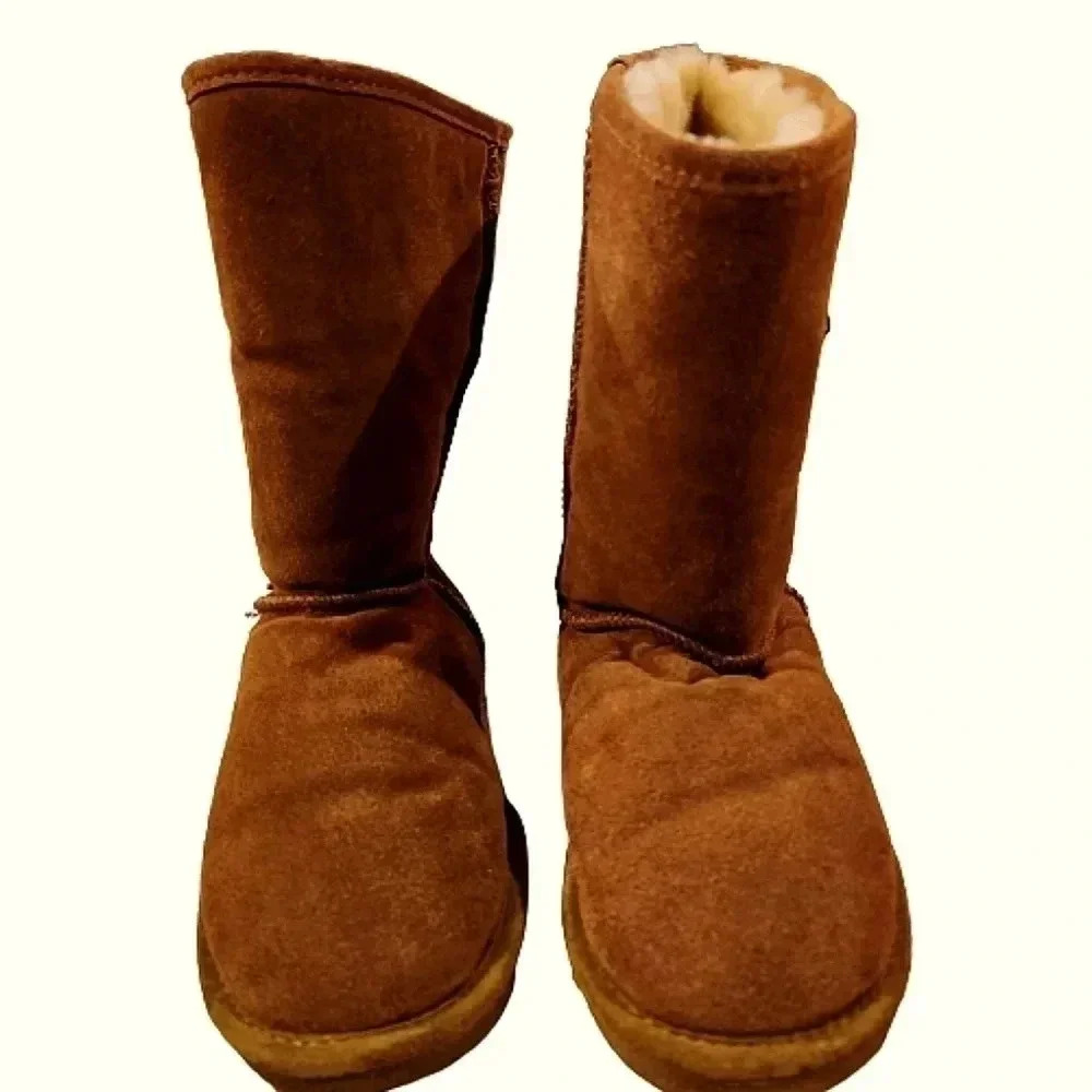 BEARPAW Suede Shearling Boots – Chestnut Brown, Size 6